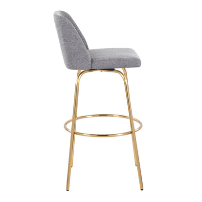 Toriano - Contemporary Fixed Height Barstool With Swivel And Round Footrest (Set of 2) - Gray