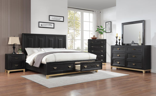 B236 - Nightstand - Black / Gold