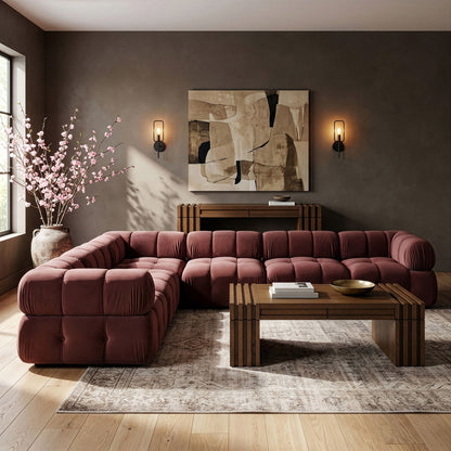 Orin - L-Shaped Velvet 6 Piece Modular Sectional