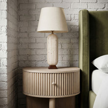 Load image into Gallery viewer, Solis - Genuine Marble And Mango Wood Base With Linen Textured Fabric Shade Table Lamp
