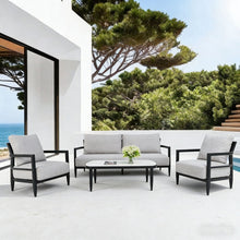 Load image into Gallery viewer, Outdoor Conversation Set With Chairs, Bench Sofa, Tables, Sunbrella Cushions
