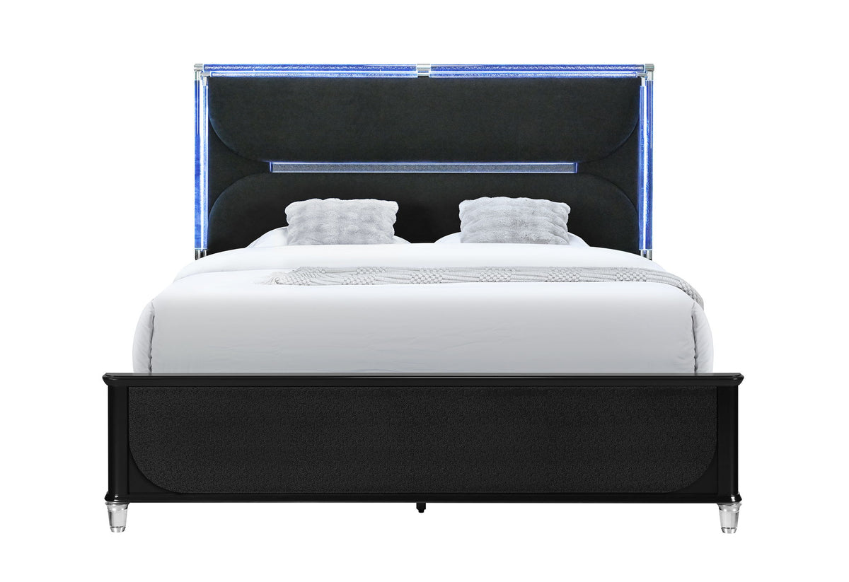 Lando - King Bed With Continuous LED - Black