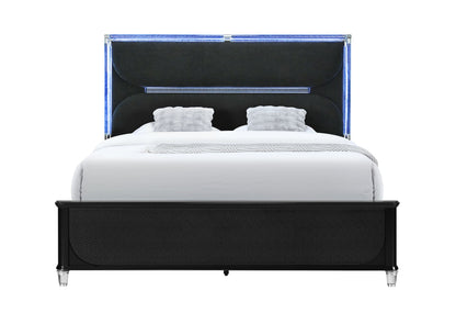 Lando - Queen Bed With Continuous LED - Black