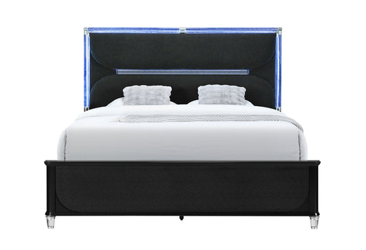Lando - Queen Bed With Continuous LED - Black