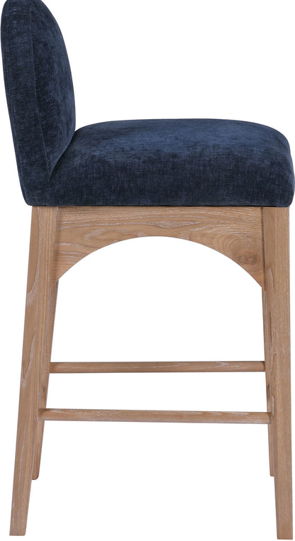 Waldorf - Chenille Stool With Natural Legs