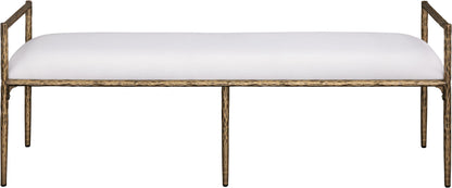 Axis - Linen Textured Cream Fabric Upholstered Bench