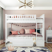Load image into Gallery viewer, Bunk Bed With Twin Size Trundle, Guardrails
