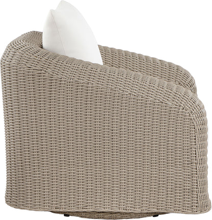 Seacrest - Olefin Water Resistant Fabric And Wicker Outdoor Patio Swivel Chair