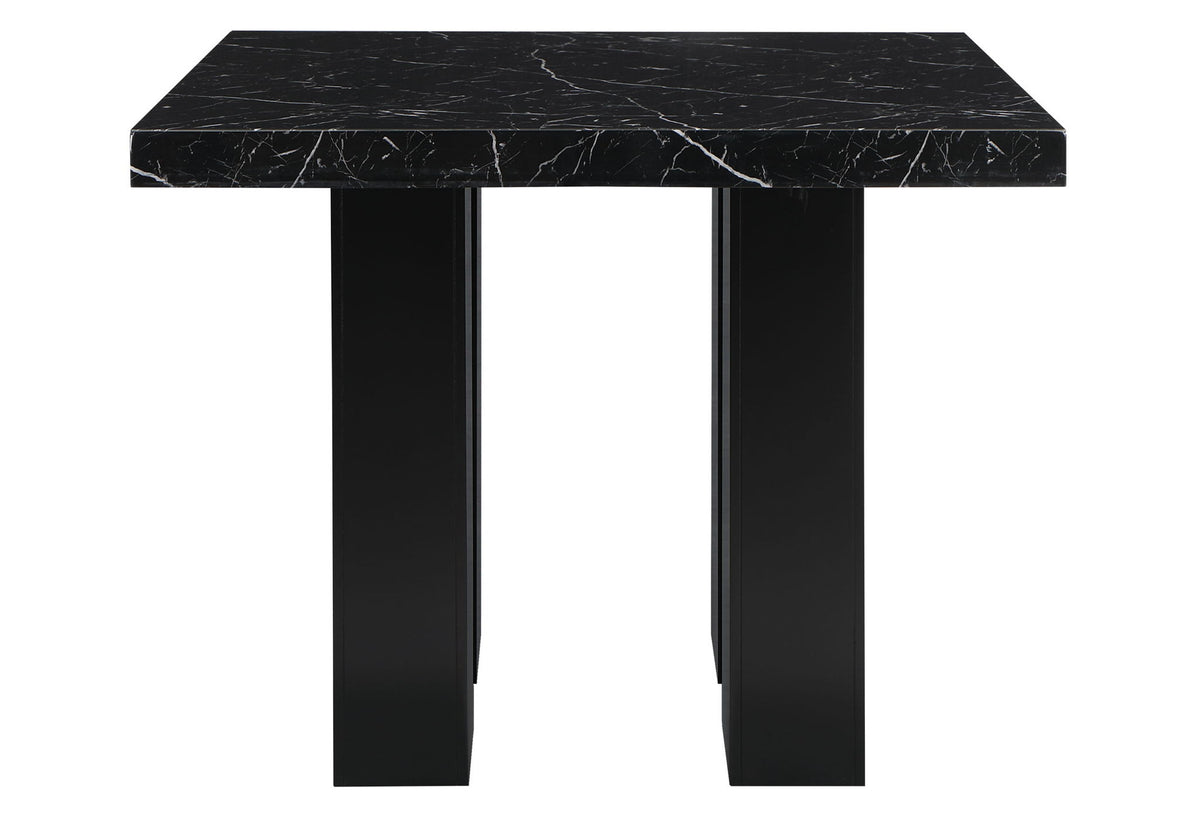 D04 - 7 Piece Dining Room Set (White Bar Table And 6 Bar Stools) - Black / White