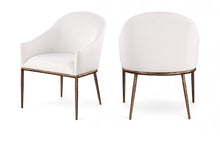 Load image into Gallery viewer, Ferro - Linen Textured Performance Fabric Upholstered Dining Arm Chair - Cream / Brushed Bronze
