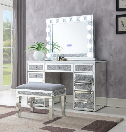G-310 - Glamour Vanity Stool - Pearl Silver
