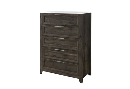 Mariah - 5 Piece Queen Bedroom Set (Bed, Dresser & Mirror, Nightstand, Chest) - Dark Brown