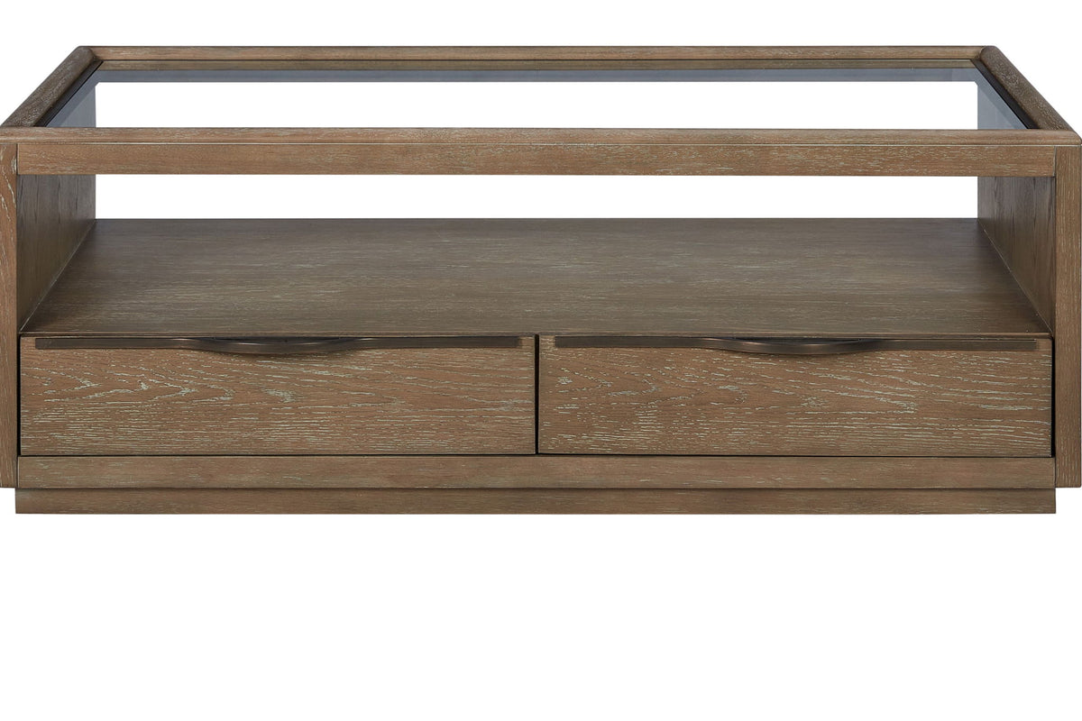 Trilogy - Glass Top Cocktail Table - Cocoa