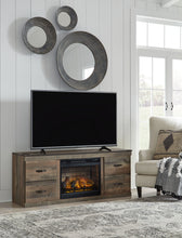 Load image into Gallery viewer, Trinell - TV Stand With Electric Fireplace - Brown
