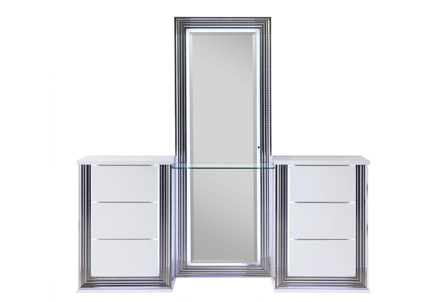 Ylime - Floor Mirror With LED - Smooth White