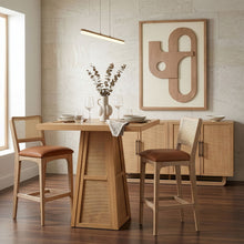Load image into Gallery viewer, Fenwick - Cane, Oak Veneer And Solid Wood Bar Height Table
