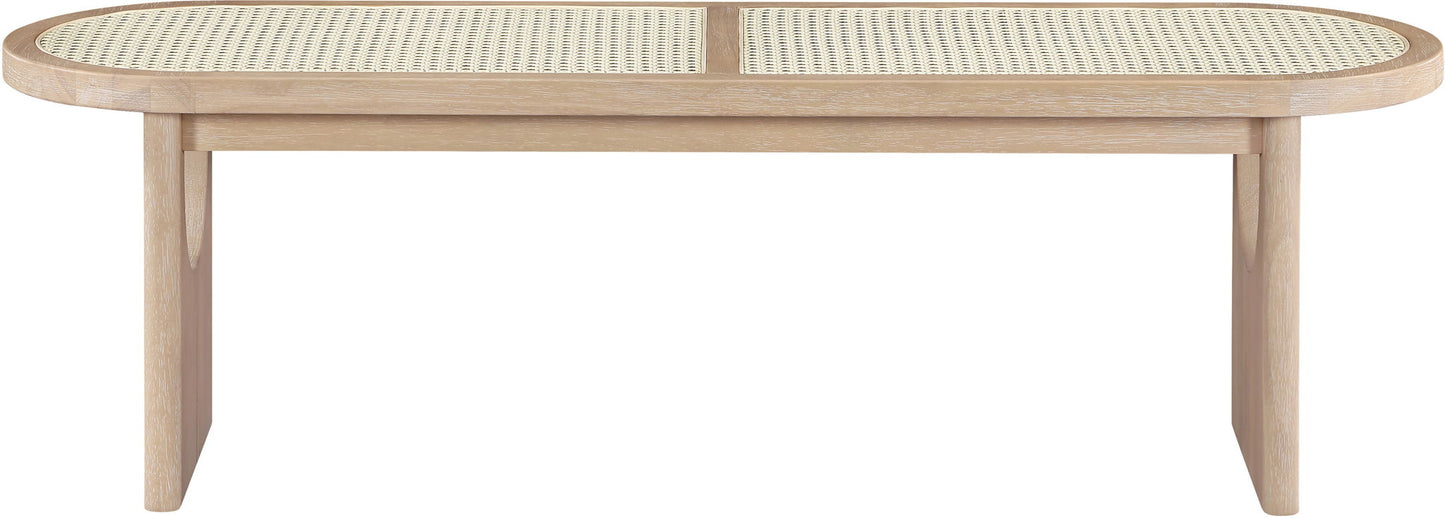 Canovia - Solid Wood And Faux Cane Bench