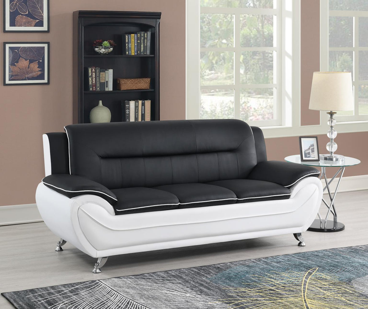 U487 - Faux Leather Sofa - Black
