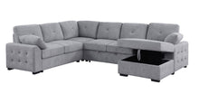 Load image into Gallery viewer, Nyhan - Upholstered Corner Sectional With Pull Out Loveseat And Storaged Chaise - Light Gray
