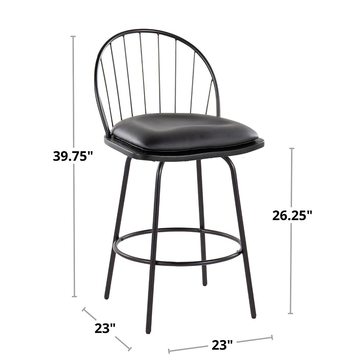 Riley - Claire Farmhouse Fixed Height Counter Stool With Swivel With Round Footrest (Set of 2) - Black / Bronze / Walnut / Brown