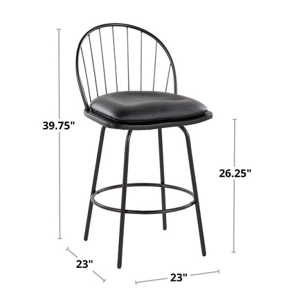 Riley - Claire Farmhouse Fixed Height Counter Stool With Swivel With Round Footrest (Set of 2) - Black / Bronze / Walnut / Brown