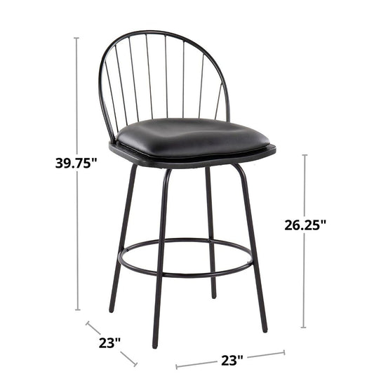 Riley - Claire Farmhouse Fixed Height Counter Stool With Swivel With Round Footrest (Set of 2) - Ego Home Furniture