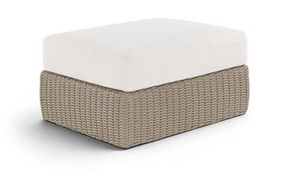Seacrest - Olefin Water Resistant Fabric And Wicker Outdoor Patio Ottoman/Coffee Table