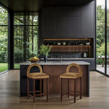 Load image into Gallery viewer, Conrad - Velvet Counter Stool With Brown Legs
