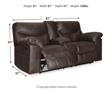 Load image into Gallery viewer, Boxberg Reclining Loveseat with Console
