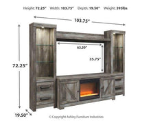 Load image into Gallery viewer, Wynnlow 4-Piece Entertainment Center with Electric Fireplace
