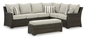 Brook Ranch Outdoor Sofa Sectional/Bench with Cushion (Set of 3)