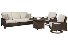 Load image into Gallery viewer, Paradise Trail Outdoor Sofa, Lounge Chairs and Fire Pit Table
