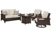 Load image into Gallery viewer, Paradise Trail Outdoor Loveseat, Lounge Chairs and Fire Pit Table - Ego Home Furniture
