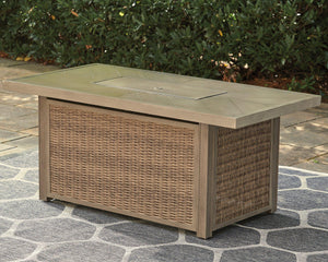 Beachcroft Beachcroft Fire Pit Table with Four Nuvella Swivel Lounge Chairs