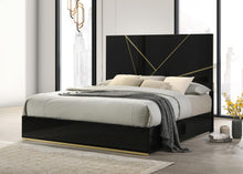 Load image into Gallery viewer, Black/Gold Line Queen Bed
