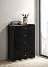 Load image into Gallery viewer, Black/Gold Line Queen Bed

