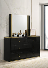 Load image into Gallery viewer, Black/Gold Line Queen Bed
