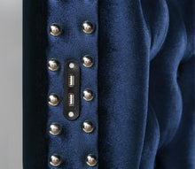 Load image into Gallery viewer, B547 Blue Velvet Bed With Bluetooth Speaker-Usb
