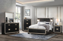 Load image into Gallery viewer, Blake Black-Gold Bed With Lamps-Dresser-Mirror And Nightstand
