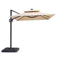 Load image into Gallery viewer, Xico 8 Ft Square Umbrella w/ Double Top w/ LED Light + 37" Large Base
