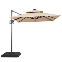Load image into Gallery viewer, Xico 8 Ft Square Umbrella w/ Double Top w/ LED Light + 37" Large Base
