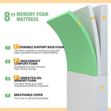 Load image into Gallery viewer, Forsythia 8" E.King Green Tea Gel Memory Foam
