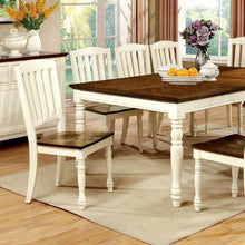 Load image into Gallery viewer, HARRISBURG Vintage White/Dark Oak Dining Table w/ 18" Butterfly Leaf
