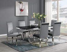 Load image into Gallery viewer, Dining Table (Black Marble) &amp; 6 Gray Velvet Chairs
