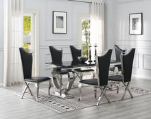 Load image into Gallery viewer, Dining Table (Black Marble) &amp; 6 Black Leather Chairs
