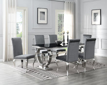 Load image into Gallery viewer, Dining Table (Black Marble) &amp; 6 Gray Velvet Chairs
