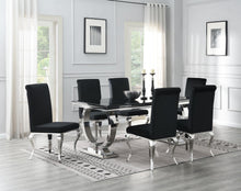 Load image into Gallery viewer, Dining Table (Black Marble) &amp; 6 Black Velvet Chairs
