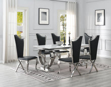 Load image into Gallery viewer, Dining Table (White Marble) &amp; 6 Black Leather Chairs
