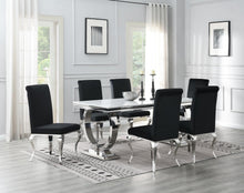 Load image into Gallery viewer, Dining Table (White Marble) &amp; 6 Black Velvet Chairs
