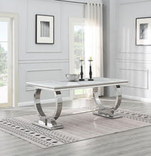 Load image into Gallery viewer, Dining Table (White Marble) &amp; 6 Gray Velvet Chairs
